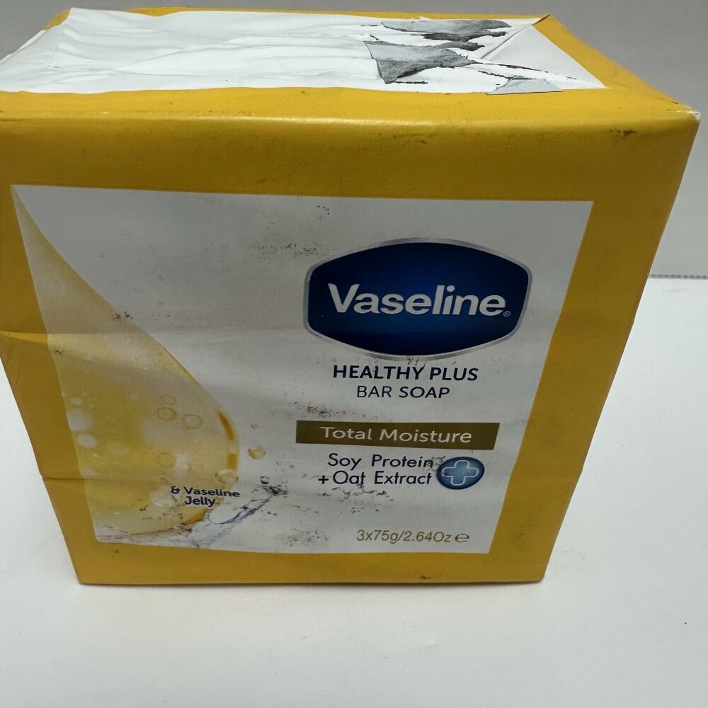 Vaseline Healthy Plus Bar Soap Set Of 3 Soy Protein Oat Extract